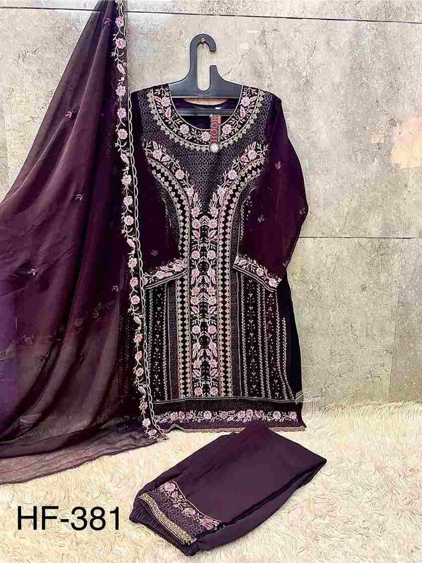 Hoor Tex Hit Design HF-381 Colours By Hoor Tex HF-381-A To HF-381-D Series Designer Festive Pakistani Suits Collection Beautiful Stylish Fancy Colorful Party Wear & Occasional Wear Heavy Georgette With Embroidered Dresses At Wholesale Price