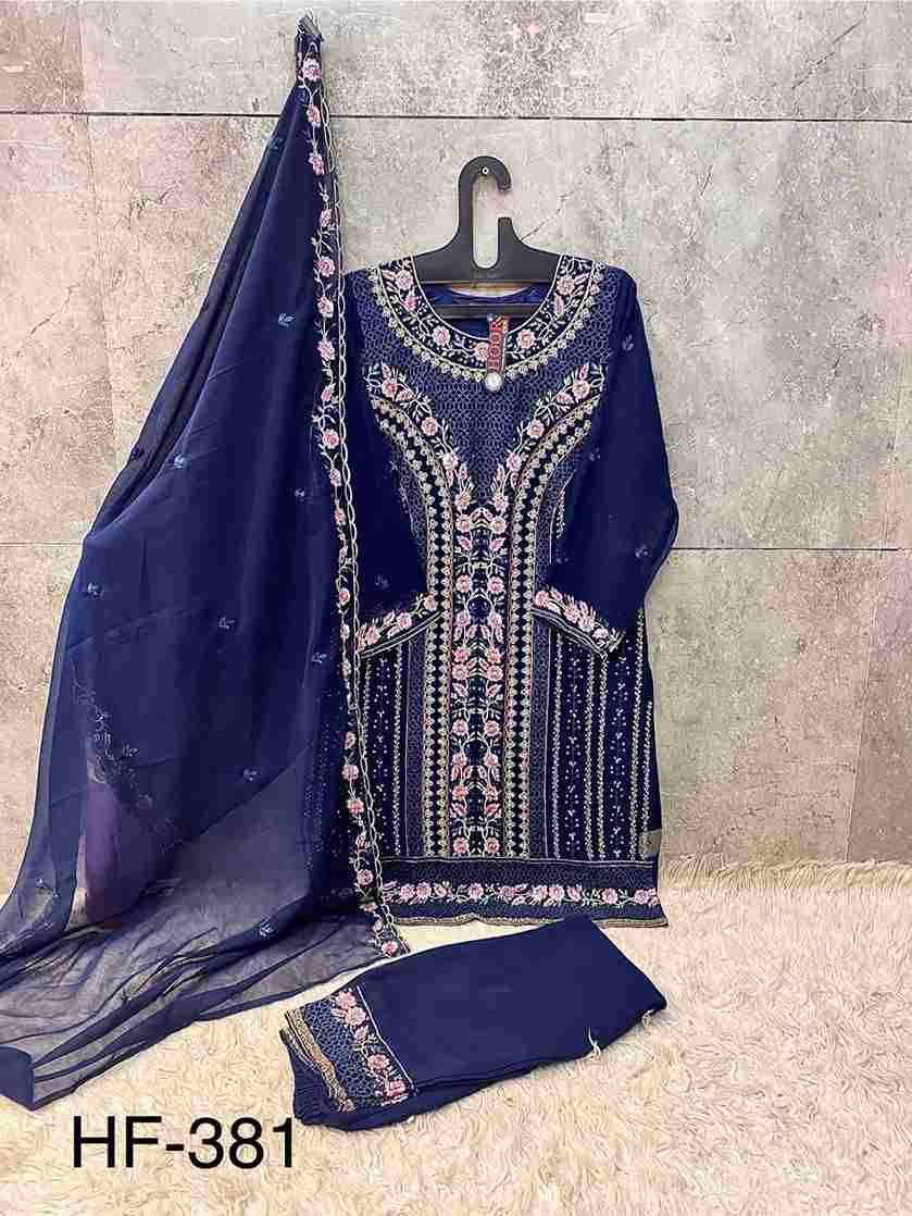 Hoor Tex Hit Design HF-381 Colours By Hoor Tex HF-381-A To HF-381-D Series Designer Festive Pakistani Suits Collection Beautiful Stylish Fancy Colorful Party Wear & Occasional Wear Heavy Georgette With Embroidered Dresses At Wholesale Price