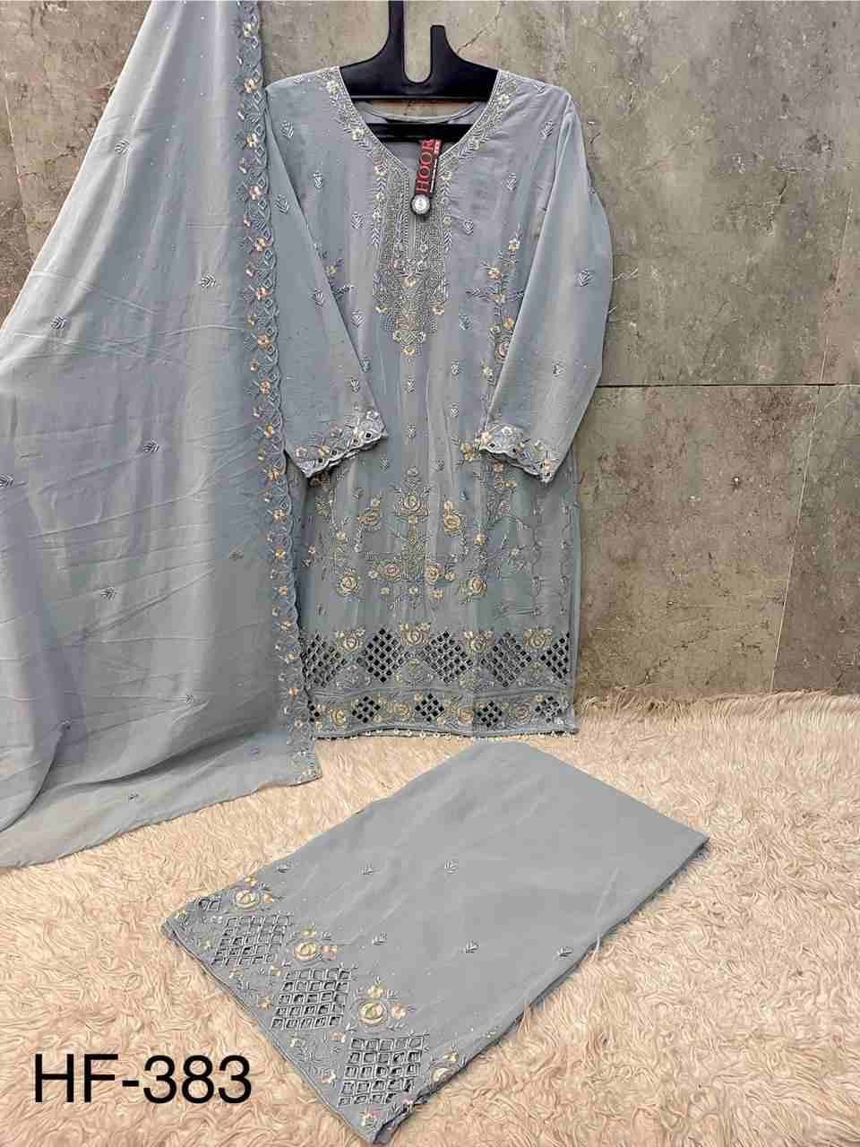 Hoor Tex Hit Design HF-383 Colours By Hoor Tex HF-383-A To HF-383-D Series Designer Festive Pakistani Suits Collection Beautiful Stylish Fancy Colorful Party Wear & Occasional Wear Heavy Georgette With Embroidered Dresses At Wholesale Price