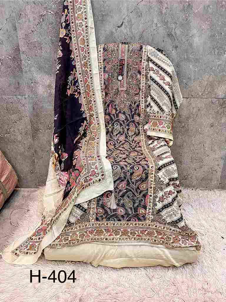 Hoor Tex Hit Design H-404 Colours By Hoor Tex H-404-A To H-404-F Series Designer Pakistani Suits Collection Beautiful Stylish Fancy Colorful Party Wear & Occasional Wear Heavy Muslin With Embroidered Dresses At Wholesale Price