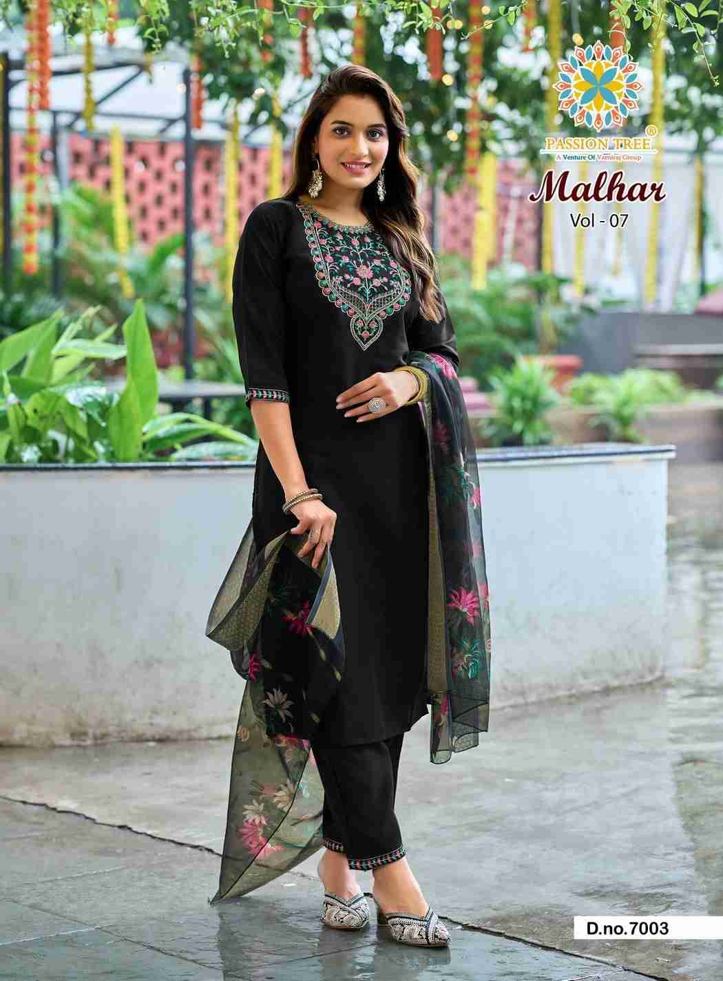 Malhar Vol-7 By Passion Tree 7001 To 7008 Series Beautiful Stylish Festive Suits Fancy Colorful Casual Wear & Ethnic Wear & Ready To Wear Roman Silk Dresses At Wholesale Price