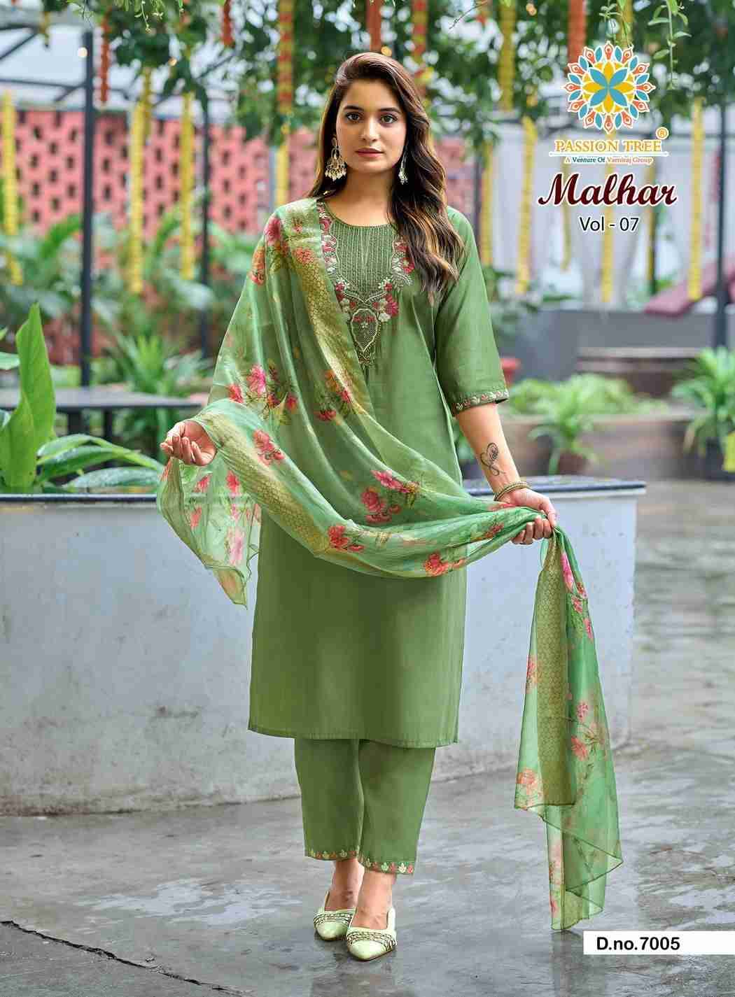 Malhar Vol-7 By Passion Tree 7001 To 7008 Series Beautiful Stylish Festive Suits Fancy Colorful Casual Wear & Ethnic Wear & Ready To Wear Roman Silk Dresses At Wholesale Price