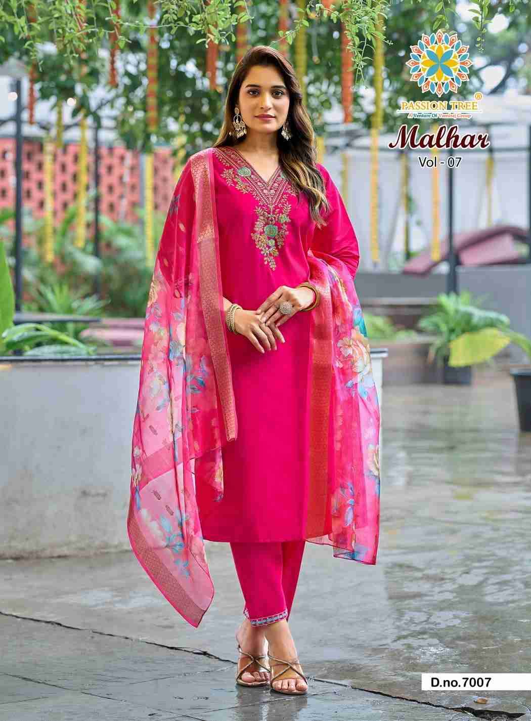 Malhar Vol-7 By Passion Tree 7001 To 7008 Series Beautiful Stylish Festive Suits Fancy Colorful Casual Wear & Ethnic Wear & Ready To Wear Roman Silk Dresses At Wholesale Price