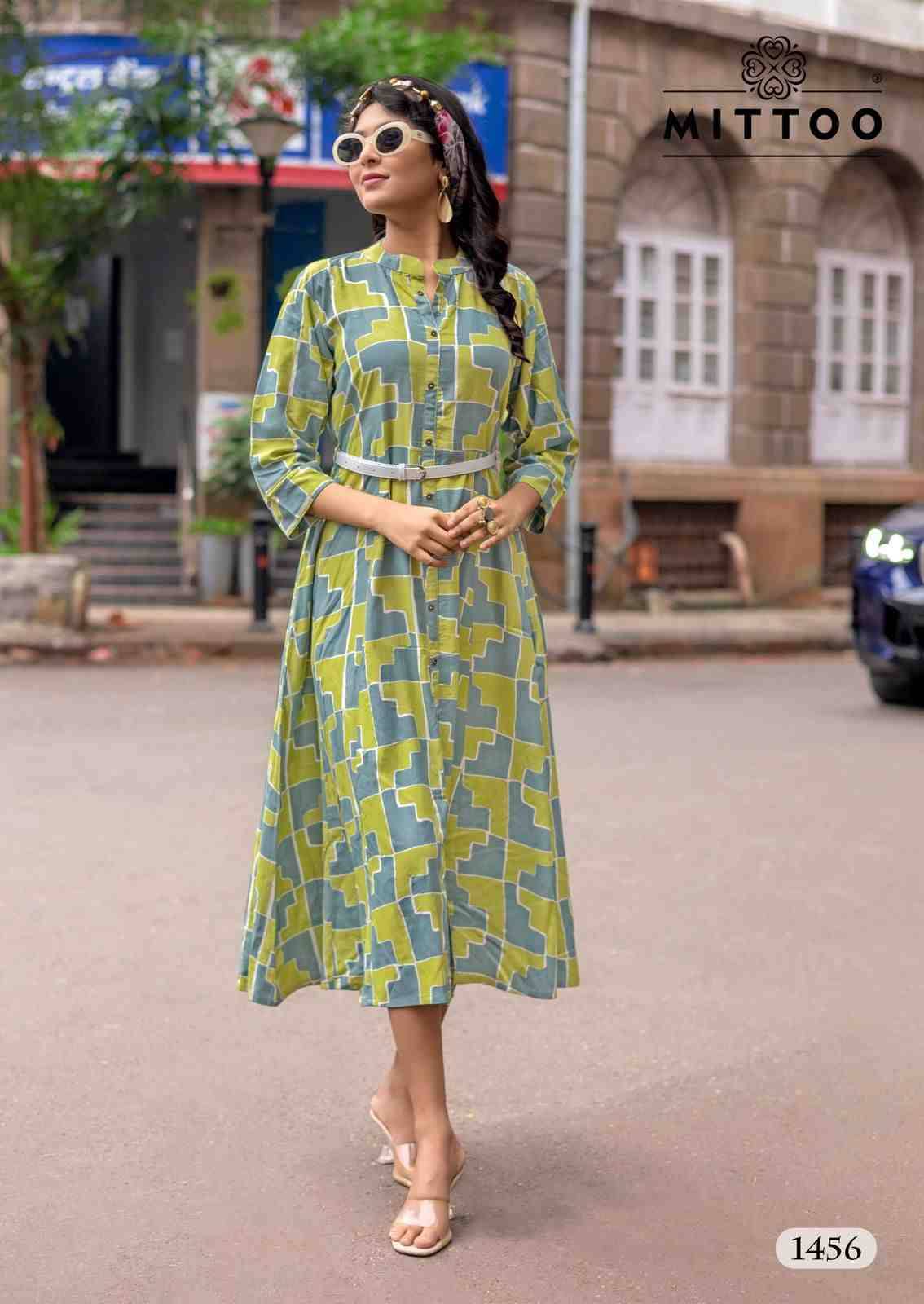Belt Vol-23 By Mittoo 1455 To 1460 Series Designer Stylish Fancy Colorful Beautiful Party Wear & Ethnic Wear Collection Rayon Print Kurtis At Wholesale Price