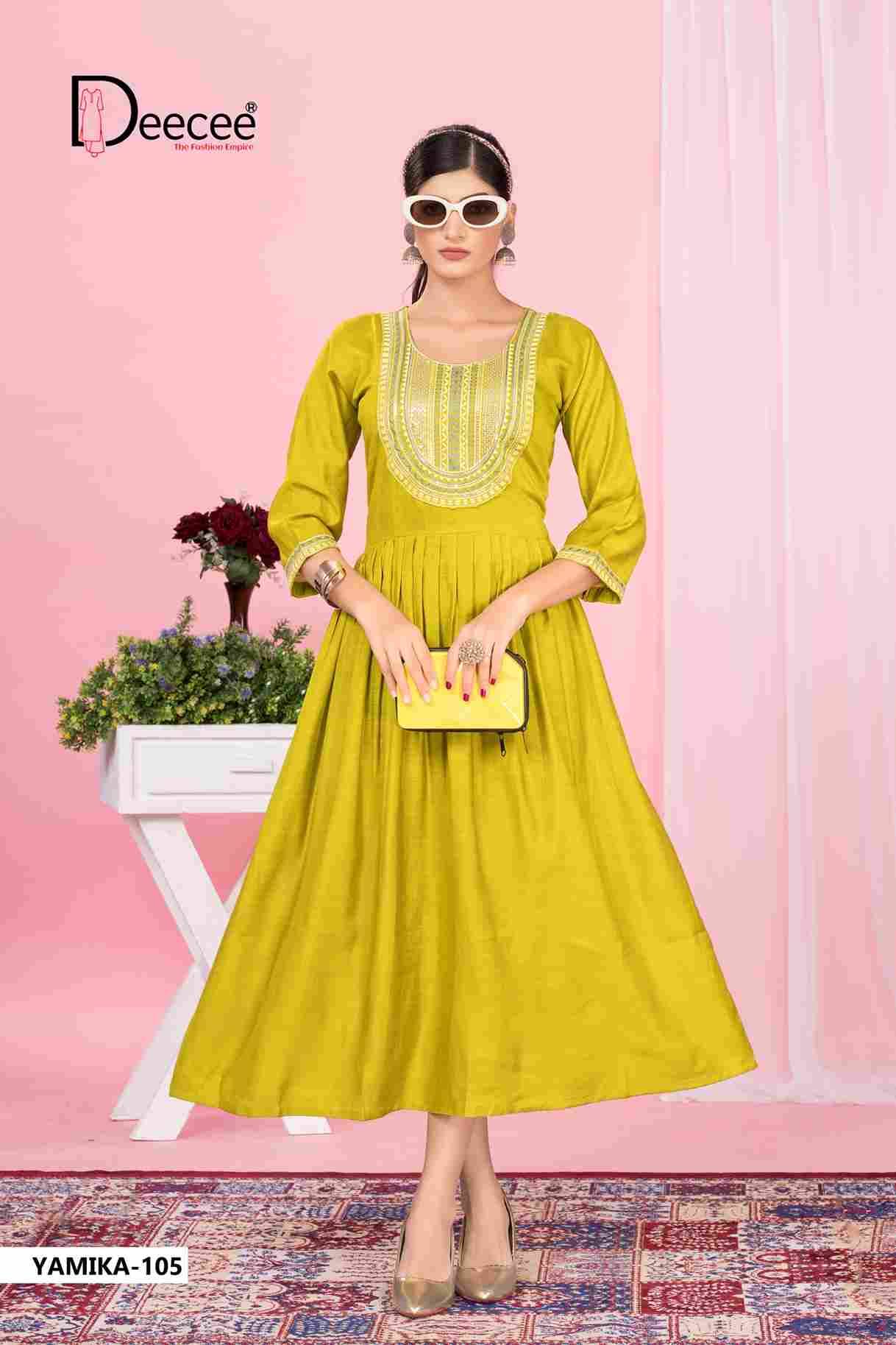 Yamika By Dee Cee 101 To 106 Series Designer Stylish Fancy Colorful Beautiful Party Wear & Ethnic Wear Collection Vertican Gowns With Dupatta At Wholesale Price