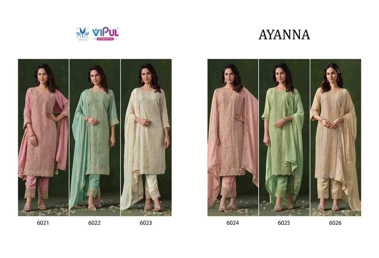 Ayanna By Vipul Fashion 6021 To 6026 Series Designer Festive Suits Beautiful Fancy Stylish Colorful Party Wear & Occasional Wear Silk Georgette Dresses At Wholesale Price