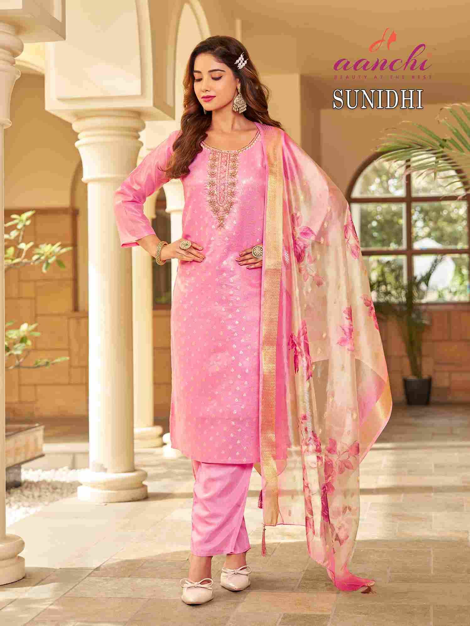Sunidhi By Aanchi 01 To 04 Series Beautiful Suits Colorful Stylish Fancy Casual Wear & Ethnic Wear Pure Jacquard Dresses At Wholesale Price