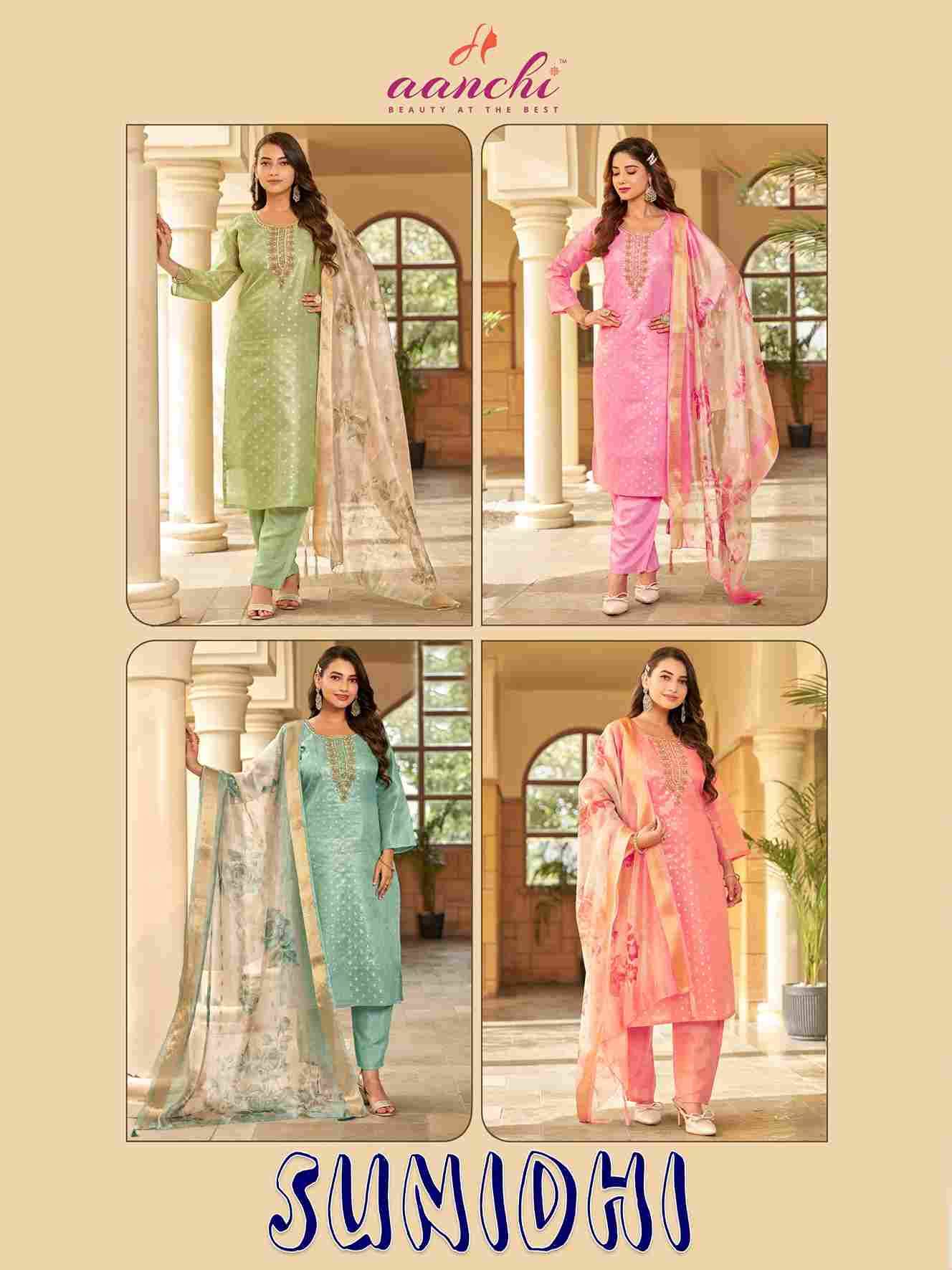 Sunidhi By Aanchi 01 To 04 Series Beautiful Suits Colorful Stylish Fancy Casual Wear & Ethnic Wear Pure Jacquard Dresses At Wholesale Price