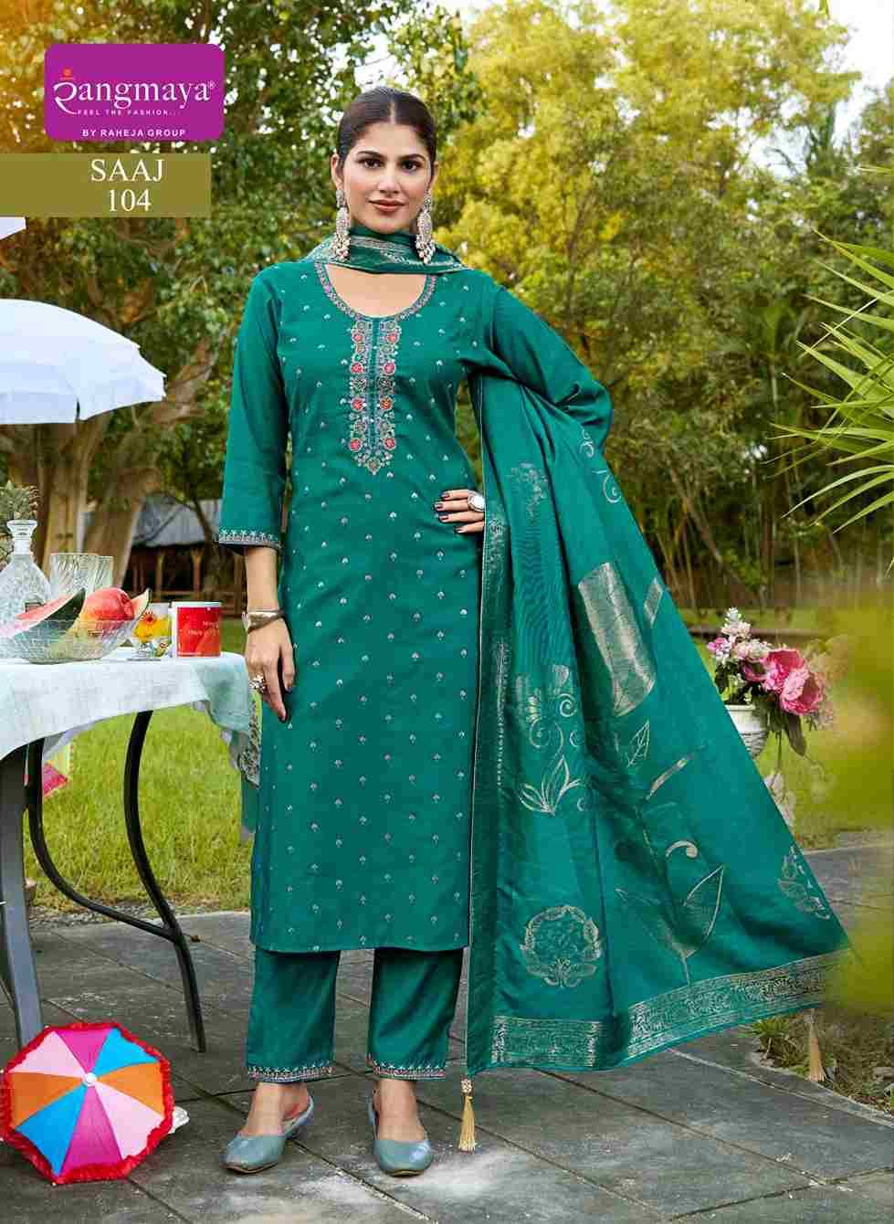Saaj By Rangmaya 101 To 108 Series Beautiful Festive Suits Stylish Fancy Colorful Casual Wear & Ethnic Wear Pure Roman Slub Dresses At Wholesale Price