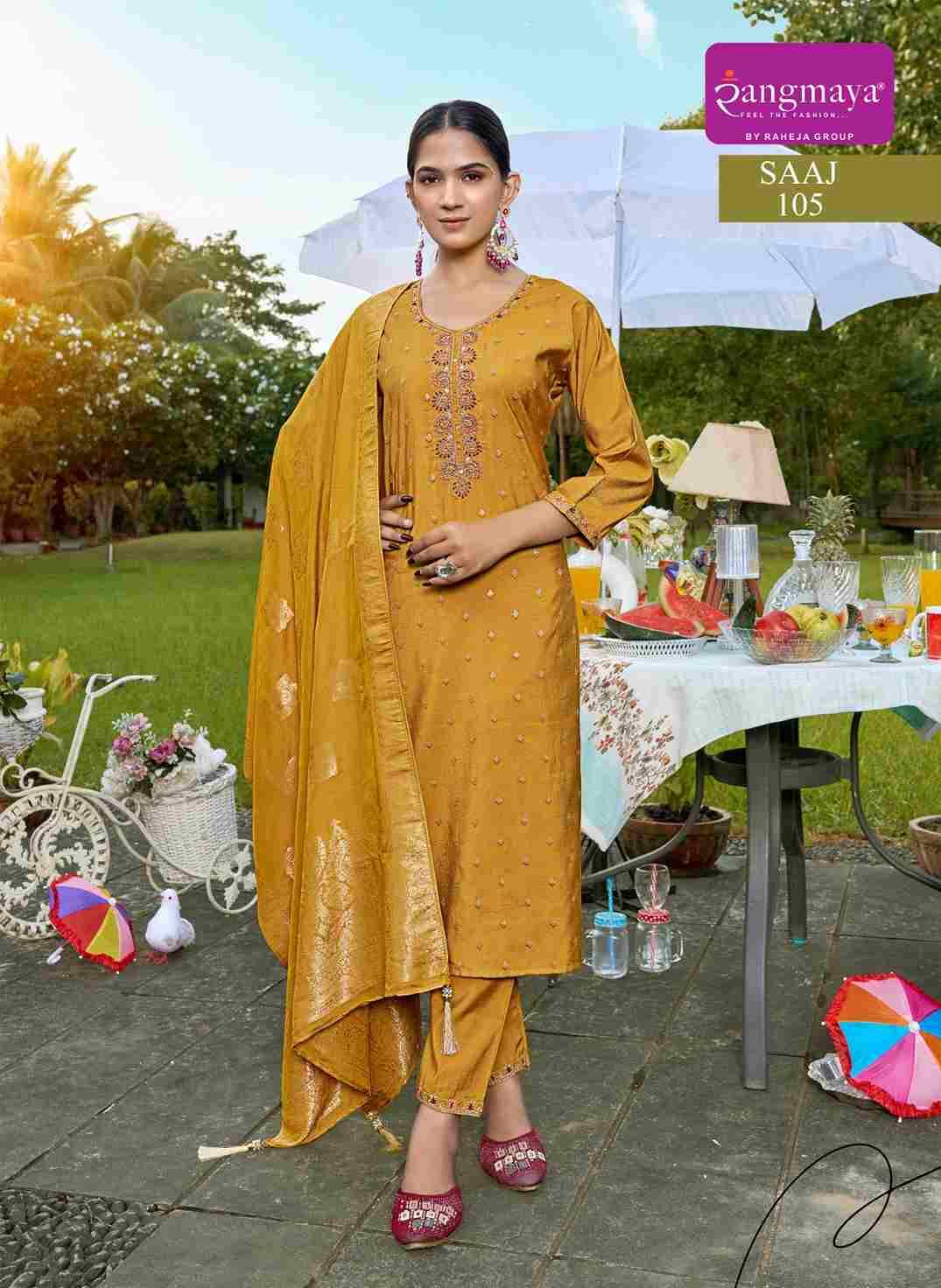 Saaj By Rangmaya 101 To 108 Series Beautiful Festive Suits Stylish Fancy Colorful Casual Wear & Ethnic Wear Pure Roman Slub Dresses At Wholesale Price