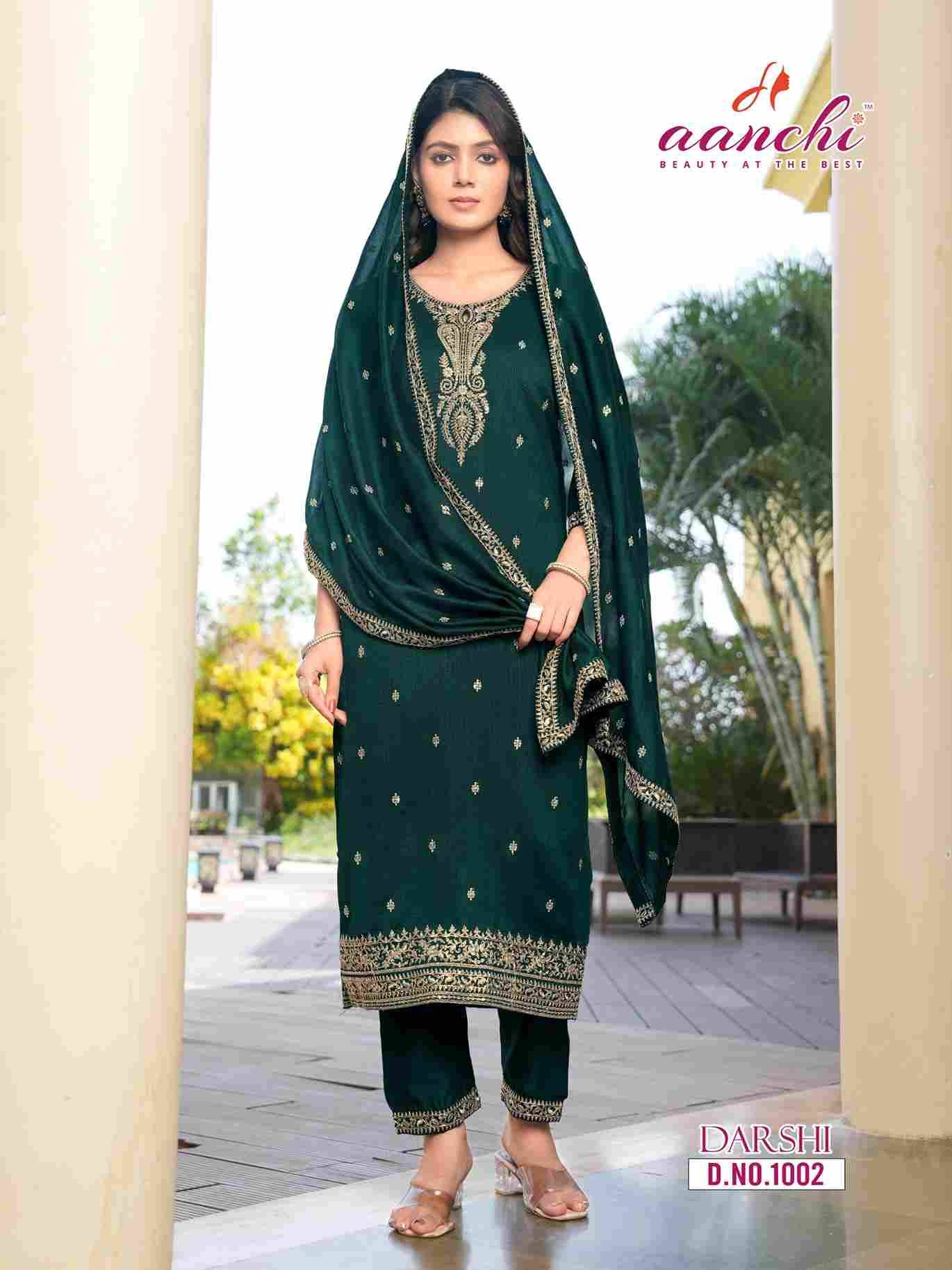 Darshi By Aanchi 1001 To 1004 Series Beautiful Suits Colorful Stylish Fancy Casual Wear & Ethnic Wear Vichitra Silk Dresses At Wholesale Price