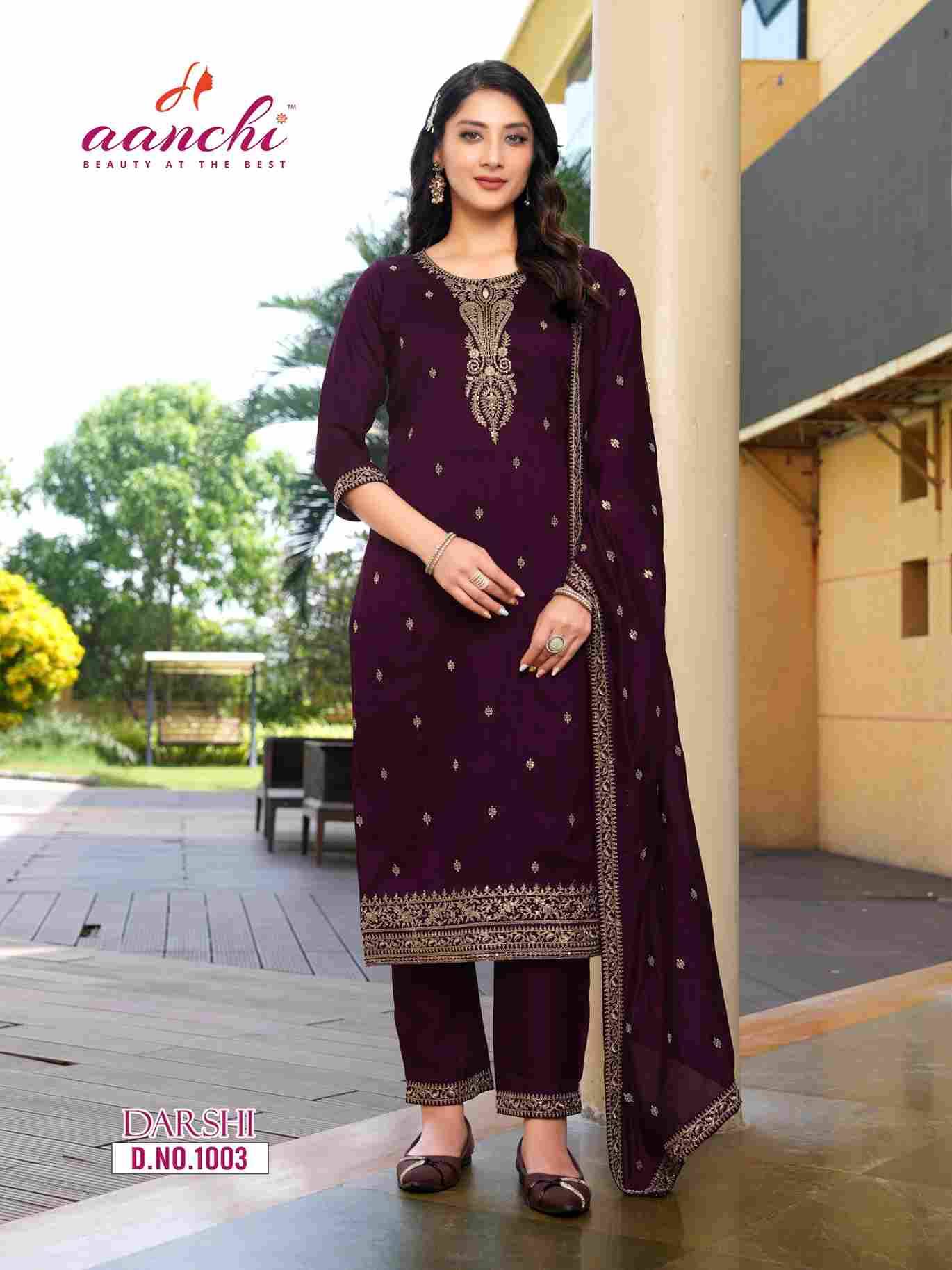 Darshi By Aanchi 1001 To 1004 Series Beautiful Suits Colorful Stylish Fancy Casual Wear & Ethnic Wear Vichitra Silk Dresses At Wholesale Price