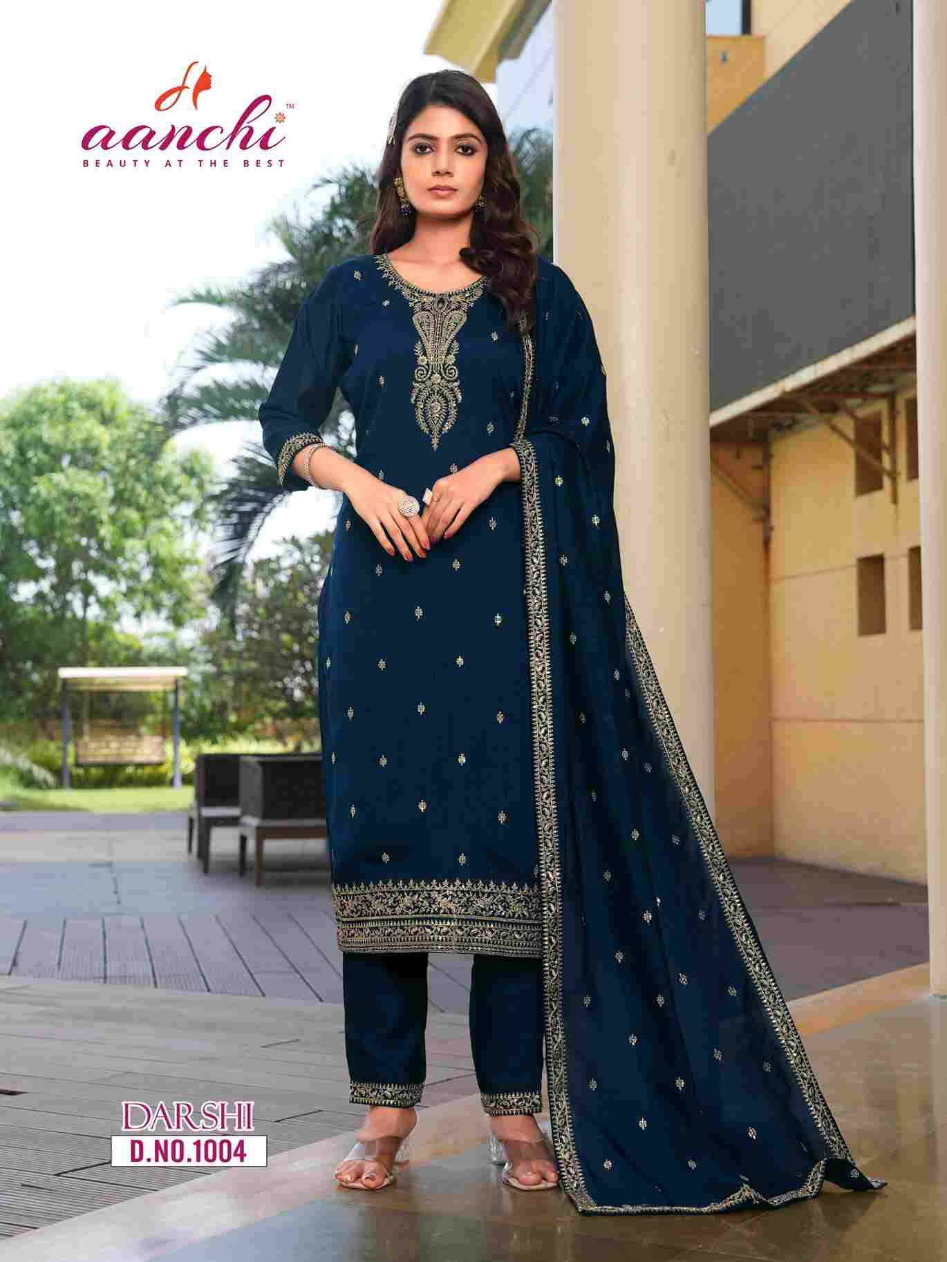 Darshi By Aanchi 1001 To 1004 Series Beautiful Suits Colorful Stylish Fancy Casual Wear & Ethnic Wear Vichitra Silk Dresses At Wholesale Price