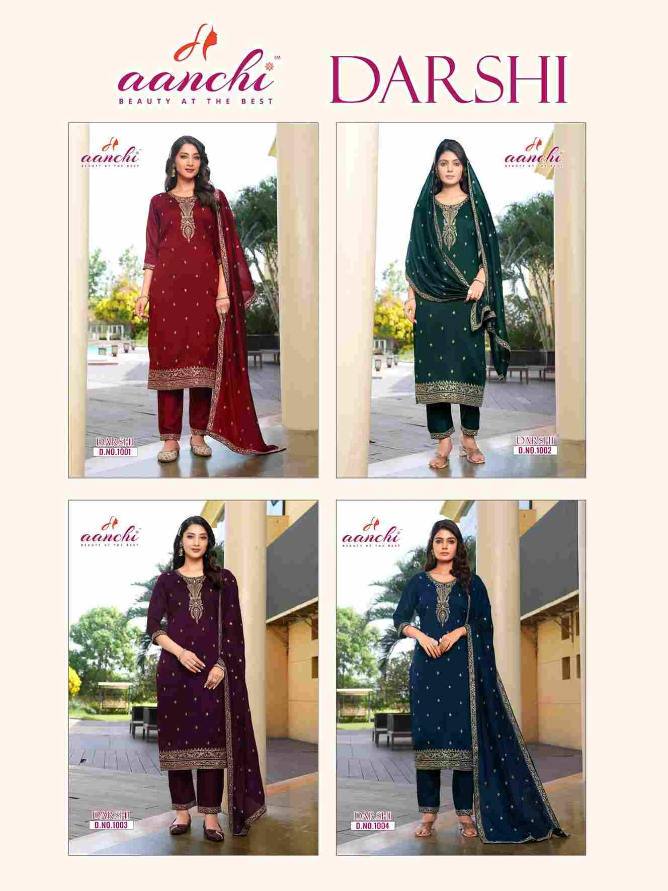 Darshi By Aanchi 1001 To 1004 Series Beautiful Suits Colorful Stylish Fancy Casual Wear & Ethnic Wear Vichitra Silk Dresses At Wholesale Price