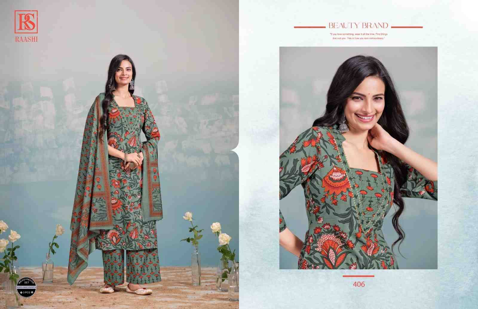 Raashi By Rangi Sangi 401 To 406 Series Beautiful Festive Suits Stylish Fancy Colorful Casual Wear & Ethnic Wear Pure Cotton Dresses At Wholesale Price