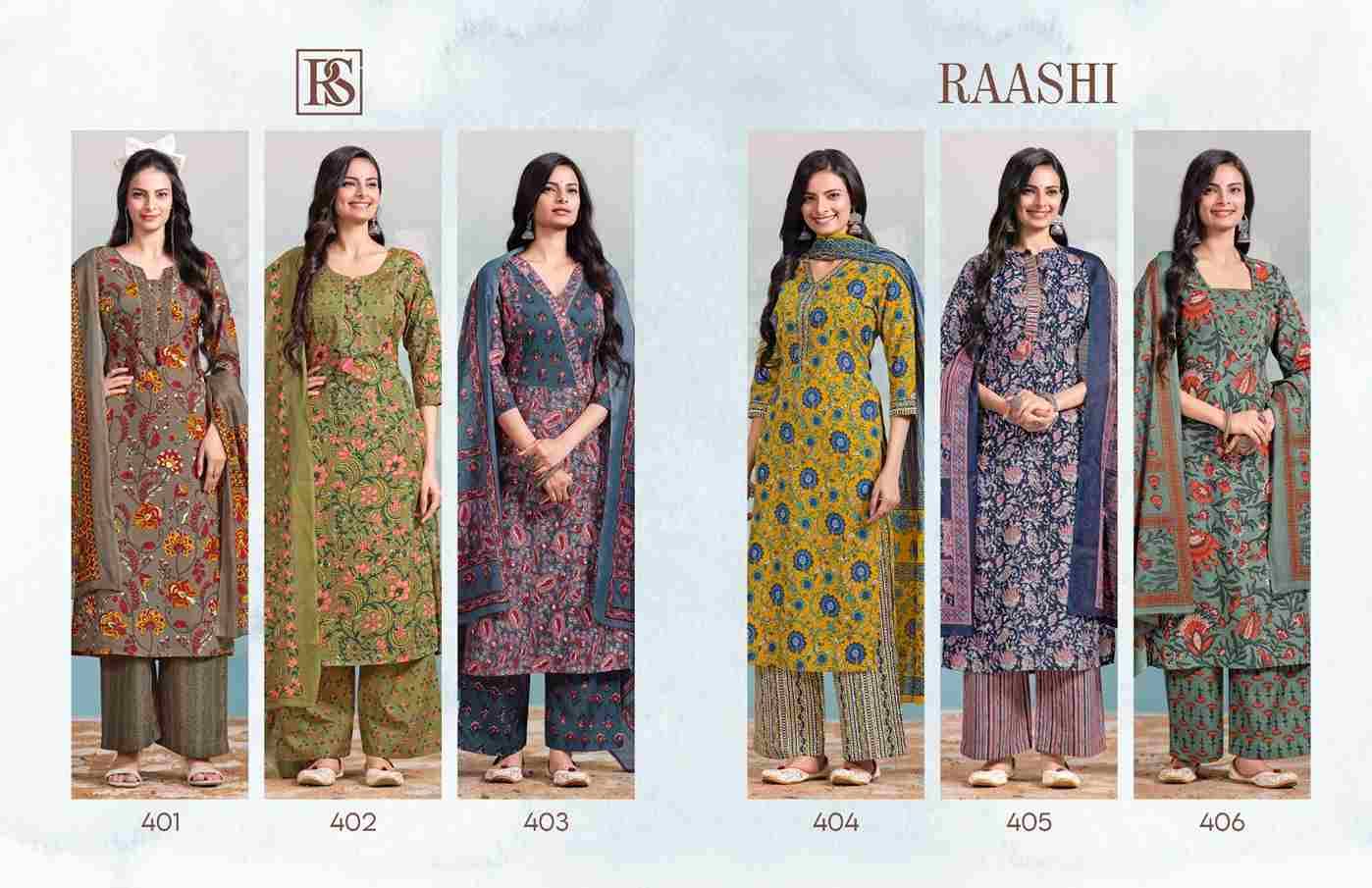 Raashi By Rangi Sangi 401 To 406 Series Beautiful Festive Suits Stylish Fancy Colorful Casual Wear & Ethnic Wear Pure Cotton Dresses At Wholesale Price