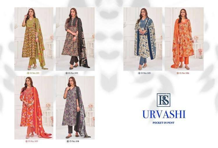 Urvashi By Rangi Sangi 101 To 106 Series Beautiful Festive Suits Stylish Fancy Colorful Casual Wear & Ethnic Wear Pure Cotton Dresses At Wholesale Price