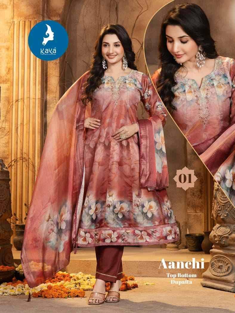 Aanchi By Kaya 01 To 06 Series Designer Festive Suits Beautiful Stylish Fancy Colorful Party Wear & Occasional Wear Tissue Dresses At Wholesale Price