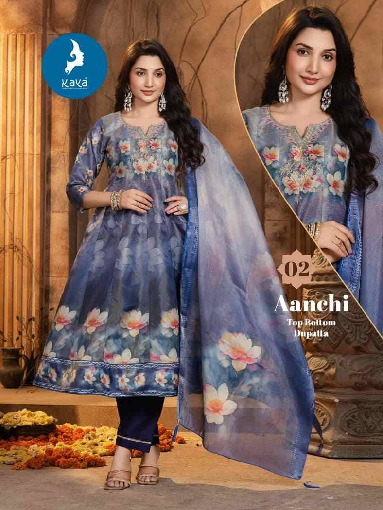 Aanchi By Kaya 01 To 06 Series Designer Festive Suits Beautiful Stylish Fancy Colorful Party Wear & Occasional Wear Tissue Dresses At Wholesale Price