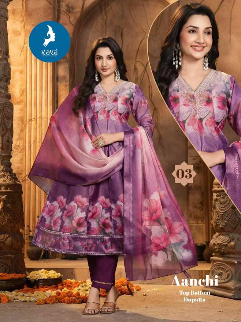 Aanchi By Kaya 01 To 06 Series Designer Festive Suits Beautiful Stylish Fancy Colorful Party Wear & Occasional Wear Tissue Dresses At Wholesale Price
