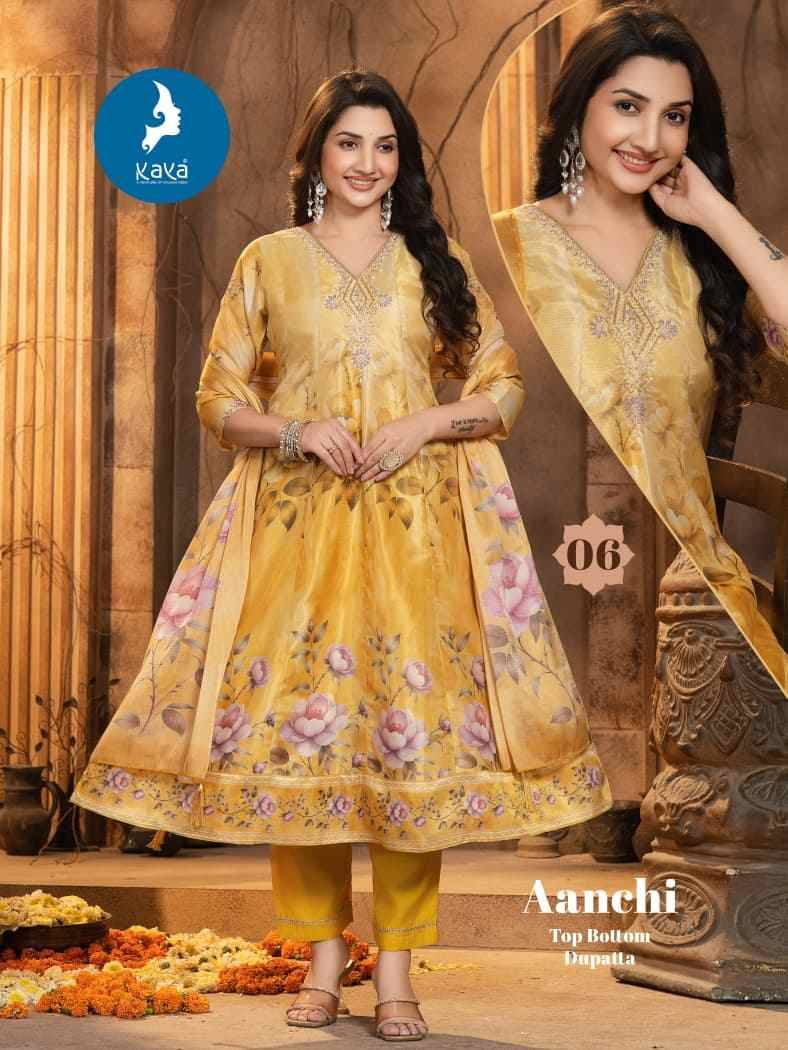 Aanchi By Kaya 01 To 06 Series Designer Festive Suits Beautiful Stylish Fancy Colorful Party Wear & Occasional Wear Tissue Dresses At Wholesale Price