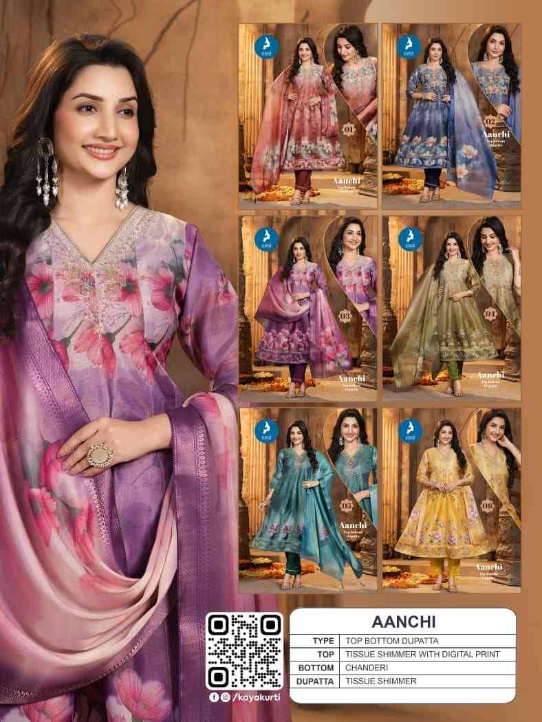 Aanchi By Kaya 01 To 06 Series Designer Festive Suits Beautiful Stylish Fancy Colorful Party Wear & Occasional Wear Tissue Dresses At Wholesale Price