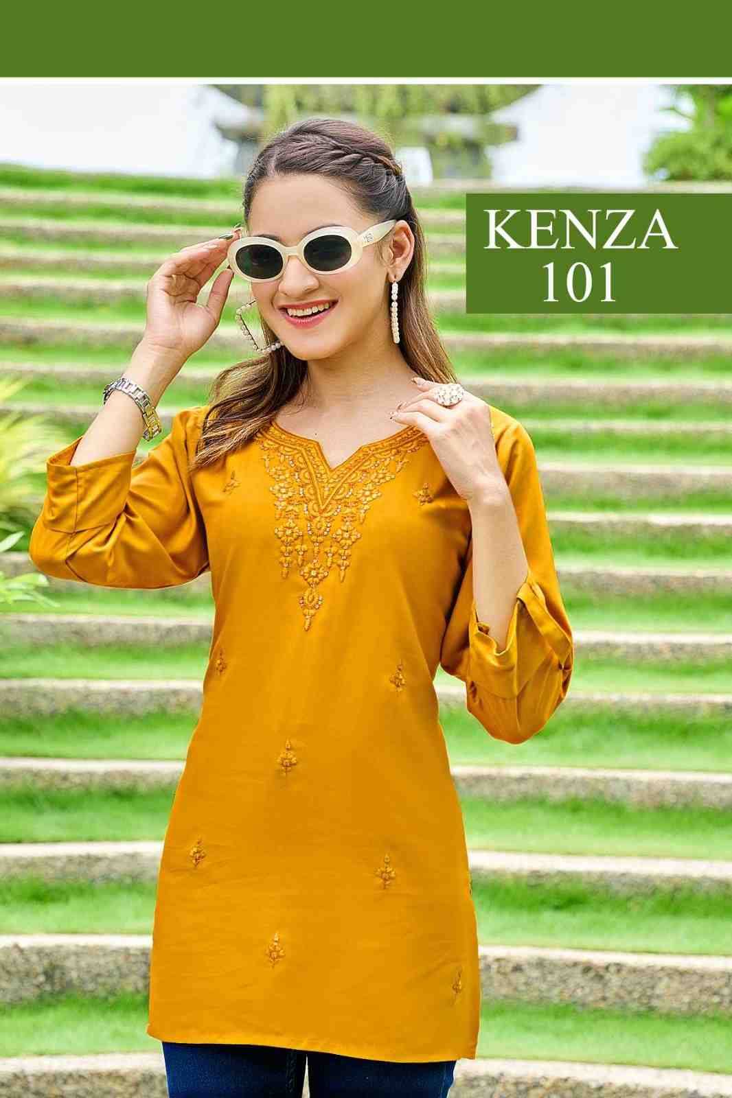 Kenza By Rangmaya 101 To 108 Series Designer Collection Beautiful Stylish Fancy Colorful Party Wear & Occasional Wear Rayon Tops At Wholesale Price