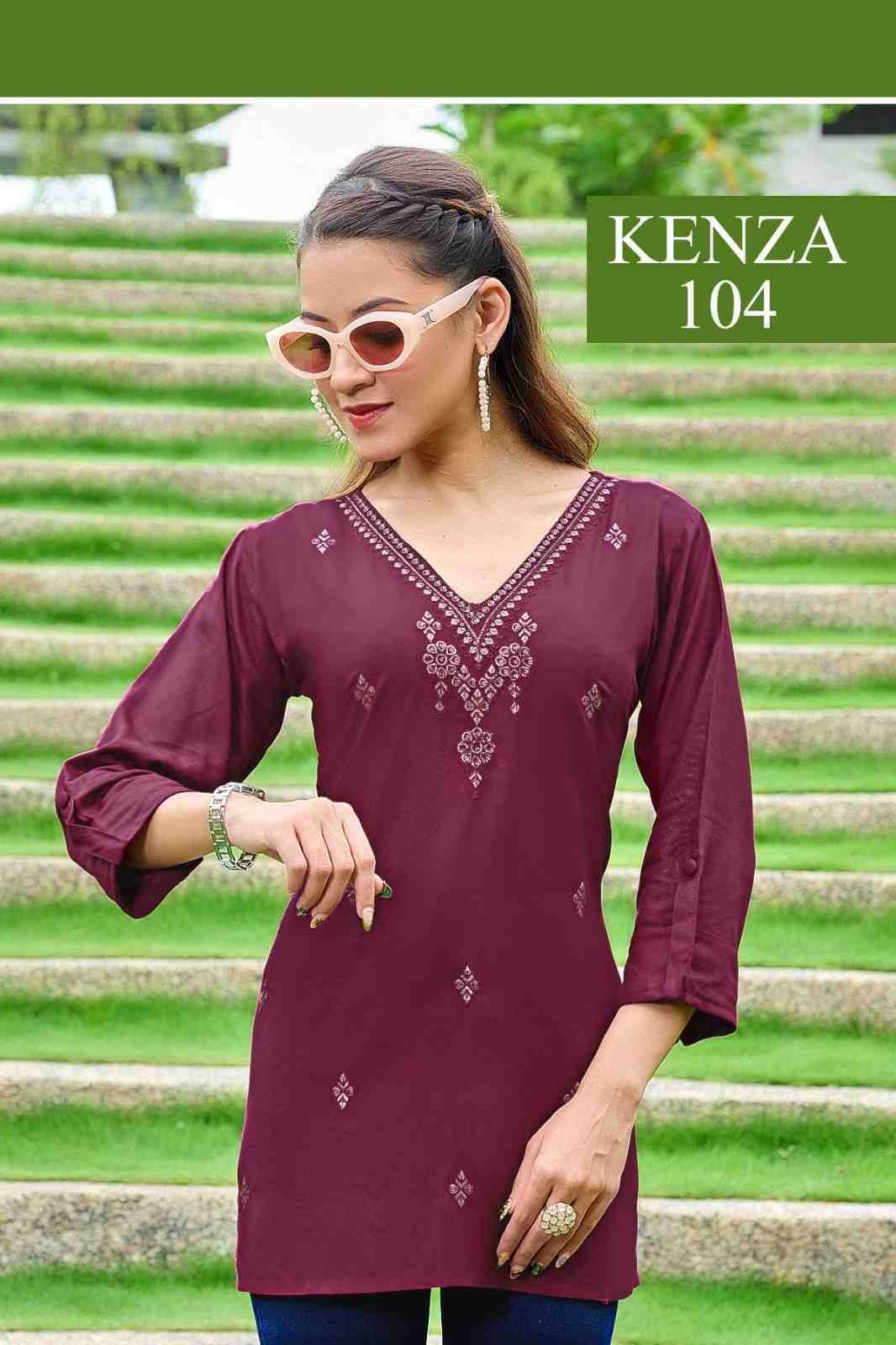 Kenza By Rangmaya 101 To 108 Series Designer Collection Beautiful Stylish Fancy Colorful Party Wear & Occasional Wear Rayon Tops At Wholesale Price