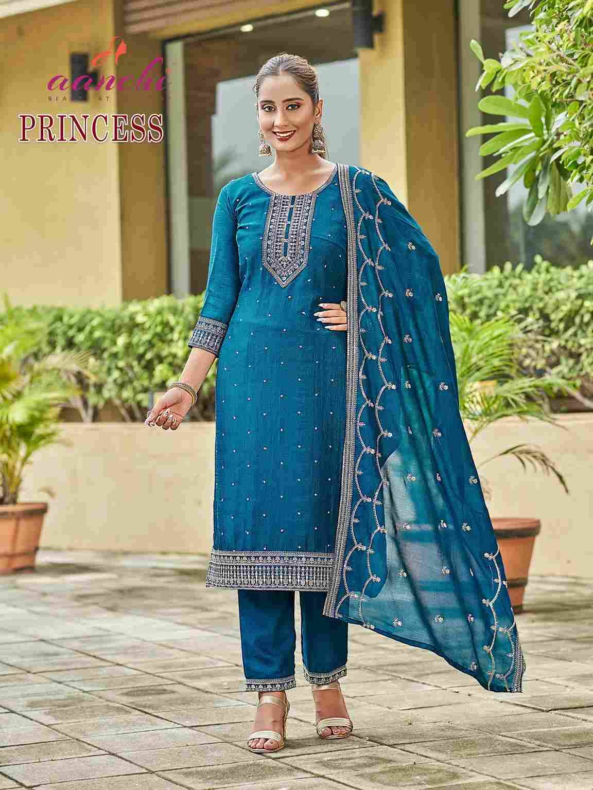 Princess By Aanchi 101 To 104 Series Beautiful Suits Colorful Stylish Fancy Casual Wear & Ethnic Wear Vichitra Silk Dresses At Wholesale Price