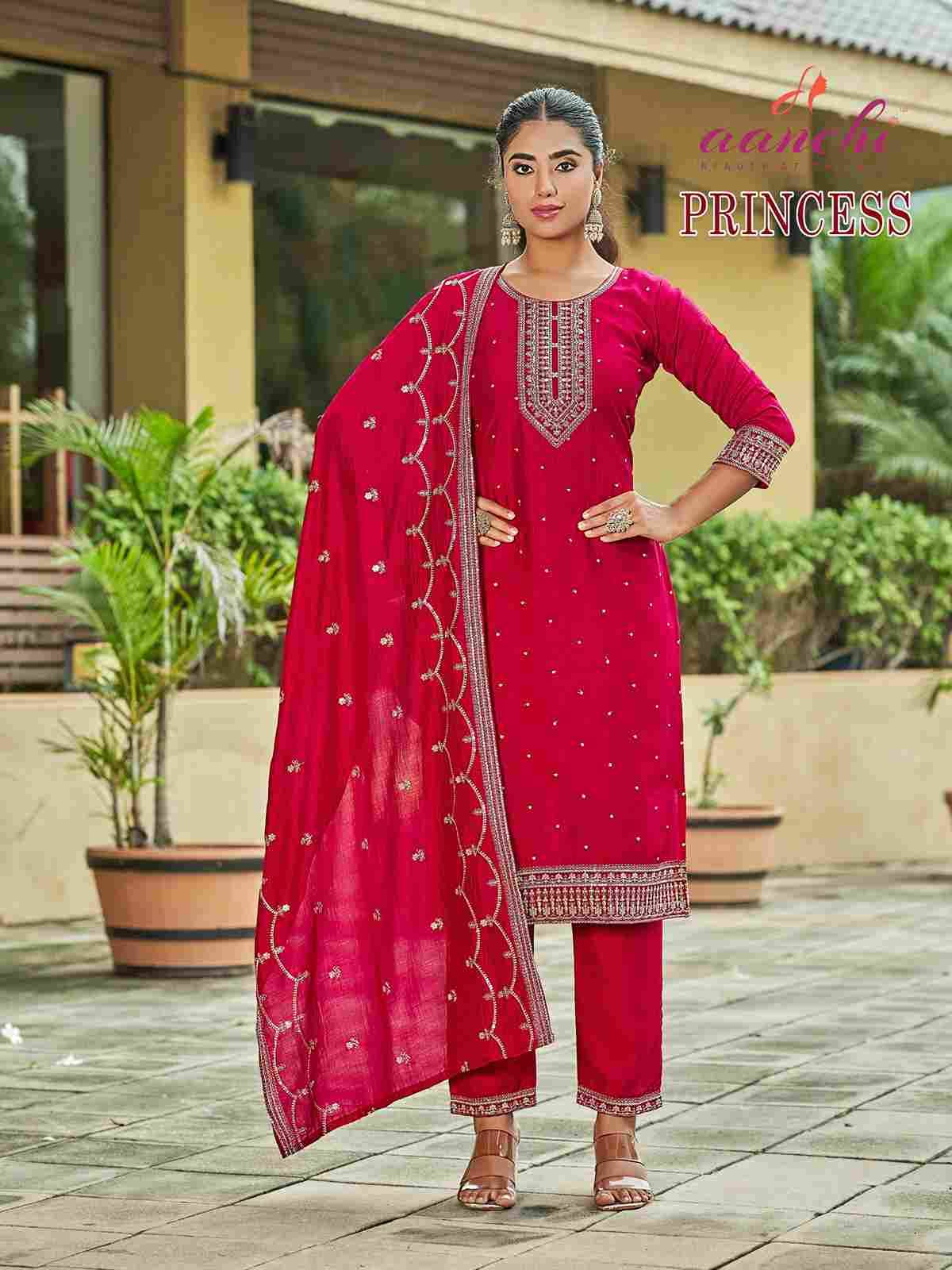 Princess By Aanchi 101 To 104 Series Beautiful Suits Colorful Stylish Fancy Casual Wear & Ethnic Wear Vichitra Silk Dresses At Wholesale Price