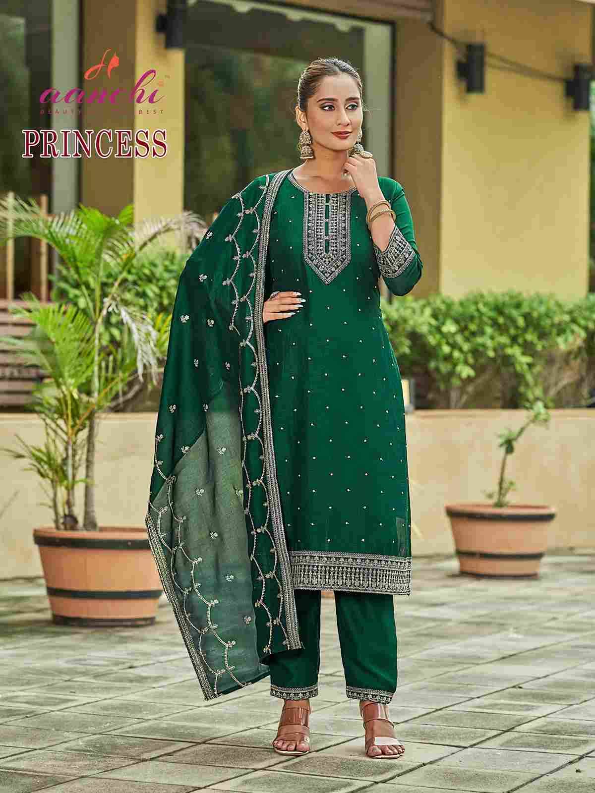 Princess By Aanchi 101 To 104 Series Beautiful Suits Colorful Stylish Fancy Casual Wear & Ethnic Wear Vichitra Silk Dresses At Wholesale Price