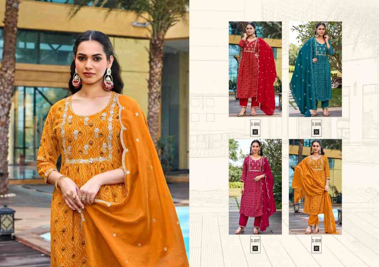 Bhargavi By SBS 6115 To 6118 Series Beautiful Festive Suits Colorful Stylish Fancy Casual Wear & Ethnic Wear Rayon Dresses At Wholesale Price