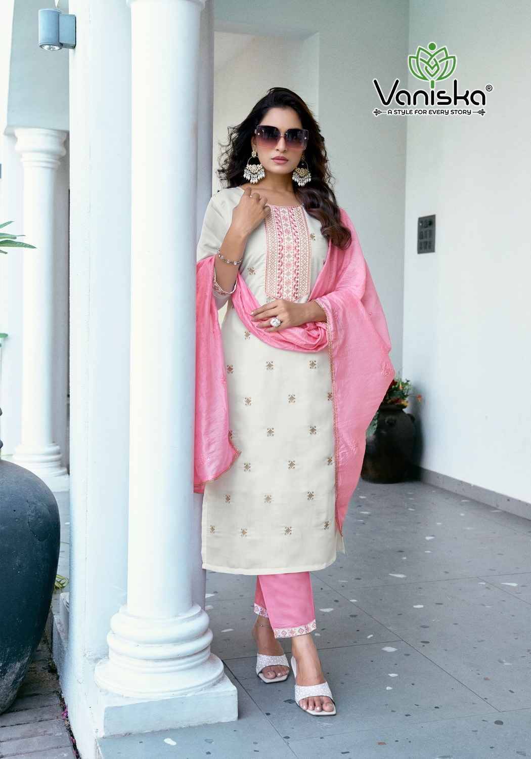 Fiza Vol-5 By Vaniska 5001 To 5006 Series Designer Festive Suits Collection Beautiful Stylish Fancy Colorful Party Wear & Occasional Wear Roman Silk Dresses At Wholesale Price