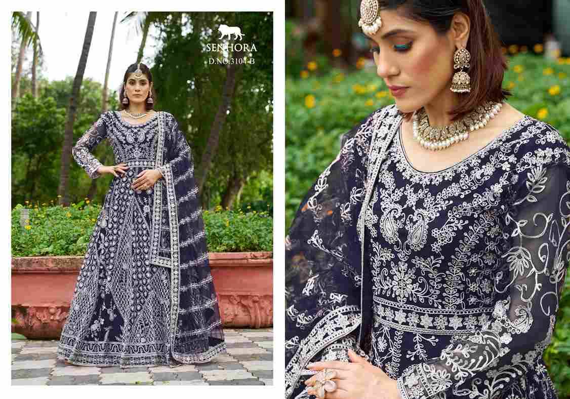 Mehfil Vol-02 By Senhora Dresses 3104-A To 3104-D Series Festive Wear Collection Beautiful Stylish Colorful Fancy Party Wear & Occasional Wear Pure Net Lehengas At Wholesale Price