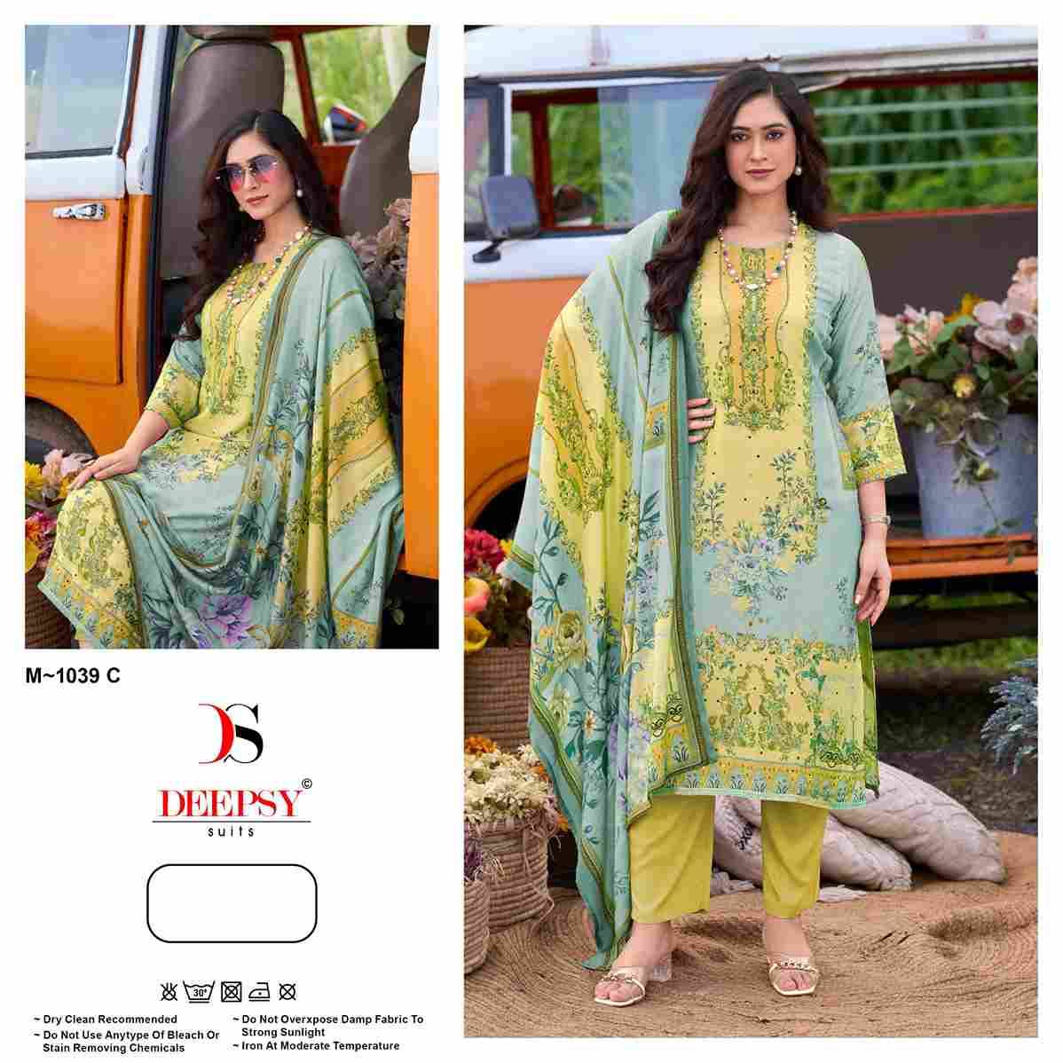 Deepsy Hit Design M-1039 Colours By Deepsy Suits M-1039-A To M-1039-C Series Beautiful Pakistani Suits Colorful Stylish Fancy Casual Wear & Ethnic Wear Viscose Muslin With Embroidered Dresses At Wholesale Price
