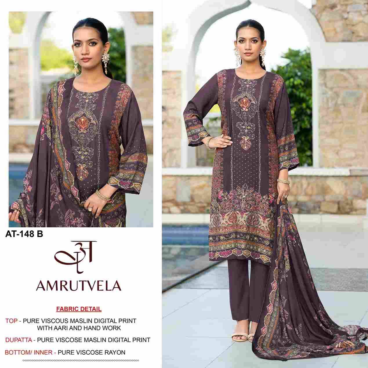 Amrutvela Hit Design AT-148 Colours By Amrutvela AT-148-A To AT-148-D Series Designer Pakistani Suits Collection Beautiful Stylish Fancy Colorful Party Wear & Occasional Wear Viscose Muslin Dresses At Wholesale Price