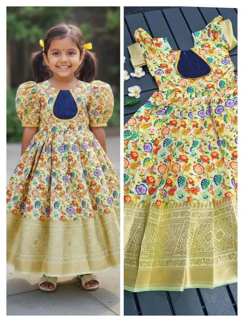 Pv-Kids-Gown Vo-19 By Fashid Wholesale 01 To 05 Series Designer Stylish Fancy Colorful Beautiful Party Wear & Ethnic Wear Collection Pure Silk Gowns At Wholesale Price