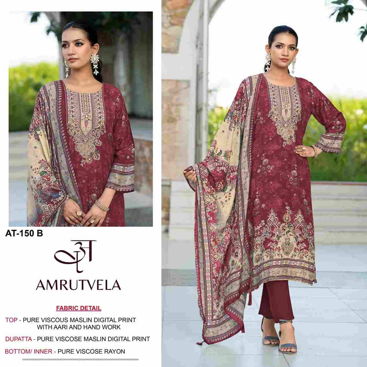 Amrutvela Hit Design AT-150 Colours By Amrutvela AT-150-A To AT-150-D Series Designer Pakistani Suits Collection Beautiful Stylish Fancy Colorful Party Wear & Occasional Wear Viscose Muslin Dresses At Wholesale Price
