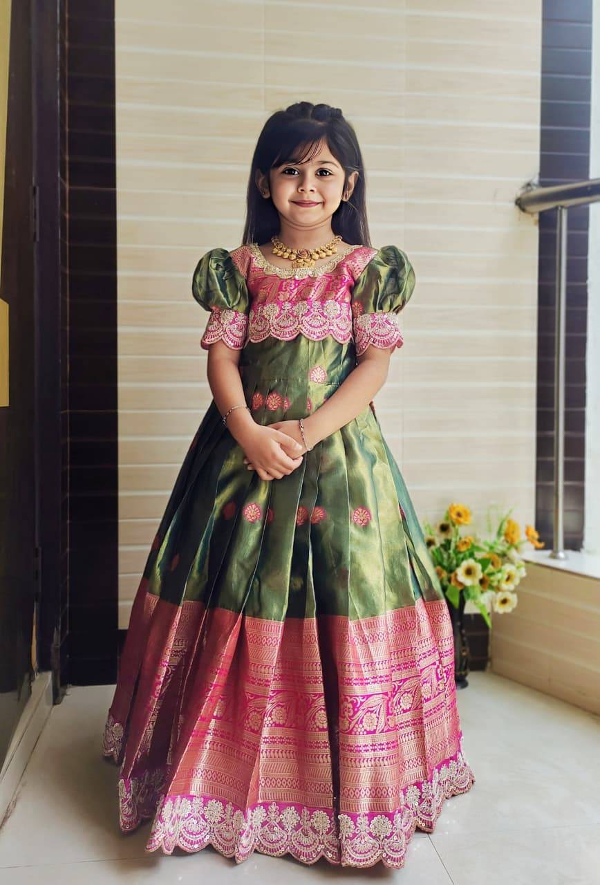 Pv-Kids-Gown Vol-25 By Fashid Wholesale 01 To 04 Series Designer Beautiful Collection Occasional Wear & Party Wear Pure Shimmer Silk Gowns At Wholesale Price