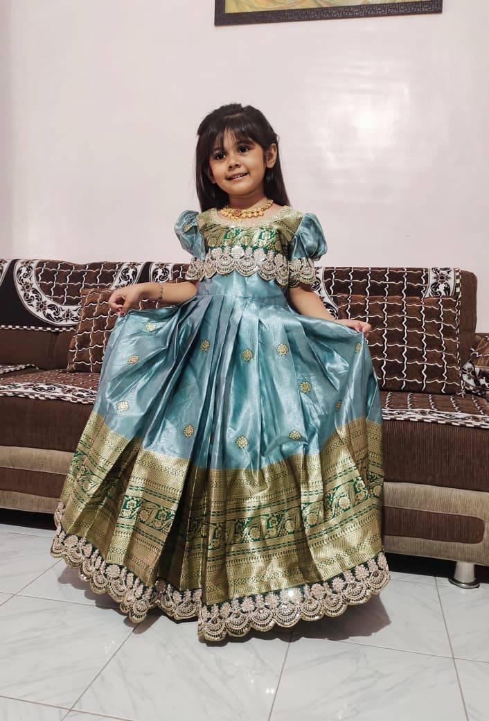 Pv-Kids-Gown Vol-25 By Fashid Wholesale 01 To 04 Series Designer Beautiful Collection Occasional Wear & Party Wear Pure Shimmer Silk Gowns At Wholesale Price