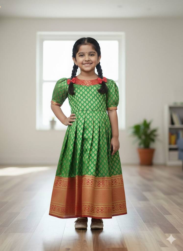 Pv-Kids-Gown Vol-26 By Fashid Wholesale 01 To 02 Series Designer Beautiful Collection Occasional Wear & Party Wear Pure Kanjivaram Silk Gowns At Wholesale Price