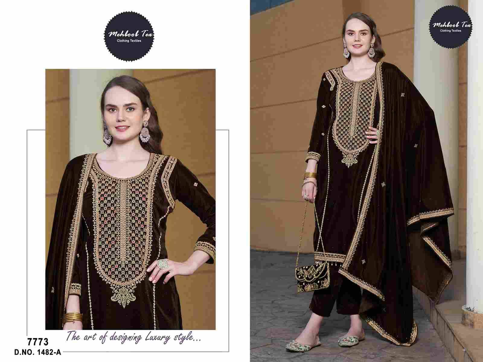 Mehboob Tex Hit Design 1482 Colours By Mehboob Tex 1482-A To 1482-B Series Beautiful Pakistani Suits Stylish Fancy Colorful Party Wear & Occasional Wear Pure Velvet Dresses At Wholesale Price