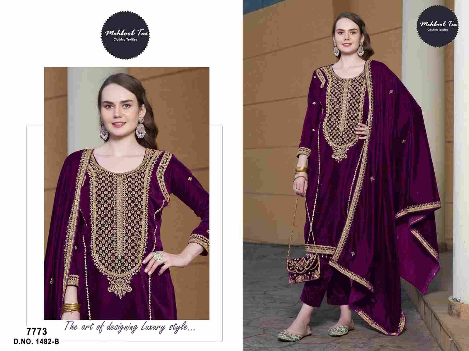 Mehboob Tex Hit Design 1482 Colours By Mehboob Tex 1482-A To 1482-B Series Beautiful Pakistani Suits Stylish Fancy Colorful Party Wear & Occasional Wear Pure Velvet Dresses At Wholesale Price
