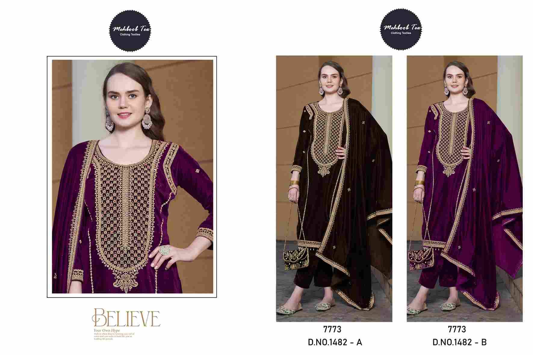 Mehboob Tex Hit Design 1482 Colours By Mehboob Tex 1482-A To 1482-B Series Beautiful Pakistani Suits Stylish Fancy Colorful Party Wear & Occasional Wear Pure Velvet Dresses At Wholesale Price