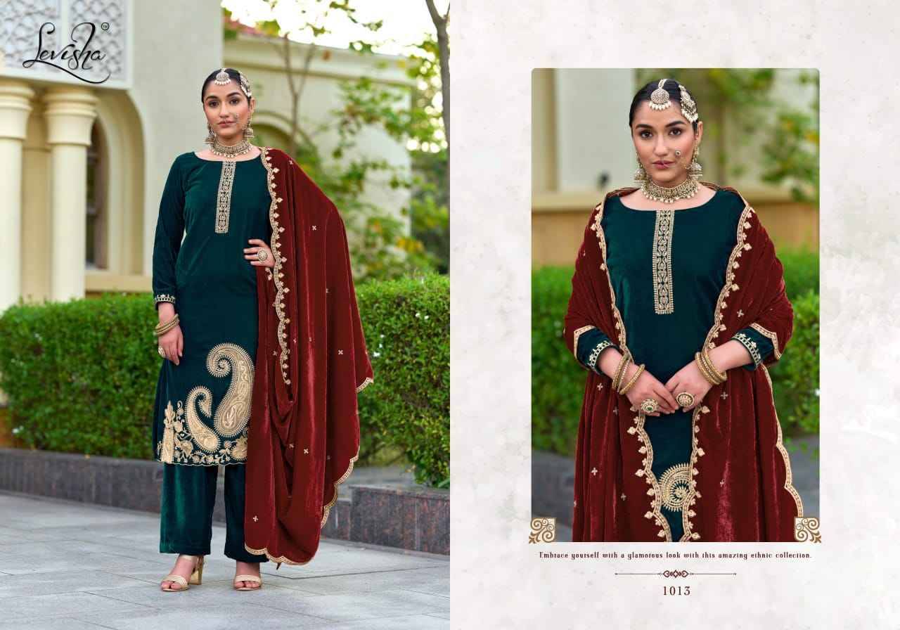 Aarushi By Levisha 1013 To 1018 Series Festive Suits Beautiful Fancy Colorful Stylish Party Wear & Occasional Wear Pure Velvet Dresses At Wholesale Price