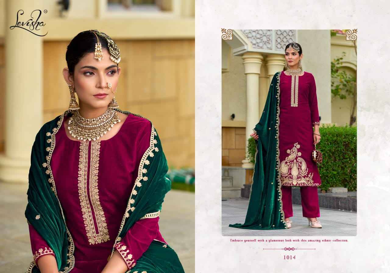 Aarushi By Levisha 1013 To 1018 Series Festive Suits Beautiful Fancy Colorful Stylish Party Wear & Occasional Wear Pure Velvet Dresses At Wholesale Price