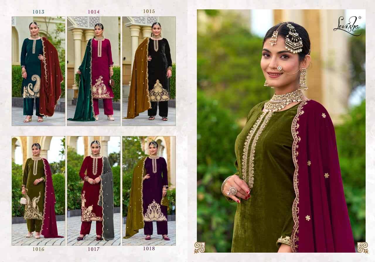 Aarushi By Levisha 1013 To 1018 Series Festive Suits Beautiful Fancy Colorful Stylish Party Wear & Occasional Wear Pure Velvet Dresses At Wholesale Price