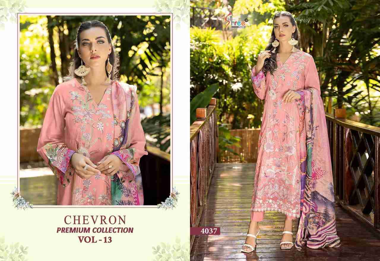 Chevron Premium Collection Vol-13 By Shree Fabs 4037 To 4042 Series Beautiful Pakistani Suits Colorful Stylish Fancy Casual Wear & Ethnic Wear Pure Cotton Embroidered Dresses At Wholesale Price