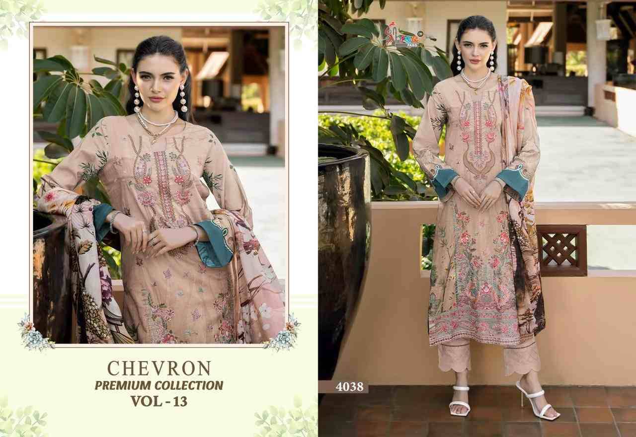 Chevron Premium Collection Vol-13 By Shree Fabs 4037 To 4042 Series Beautiful Pakistani Suits Colorful Stylish Fancy Casual Wear & Ethnic Wear Pure Cotton Embroidered Dresses At Wholesale Price