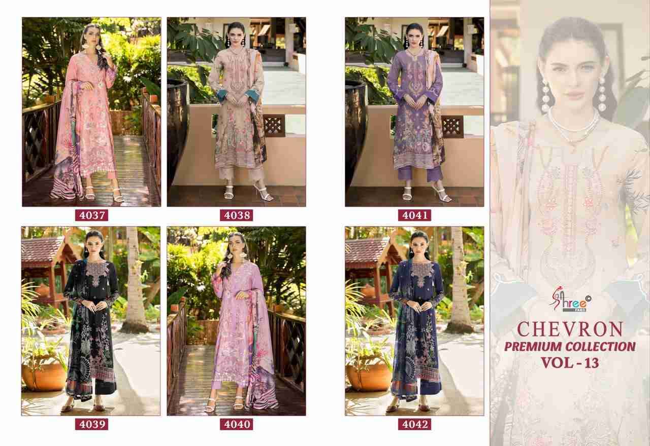 Chevron Premium Collection Vol-13 By Shree Fabs 4037 To 4042 Series Beautiful Pakistani Suits Colorful Stylish Fancy Casual Wear & Ethnic Wear Pure Cotton Embroidered Dresses At Wholesale Price